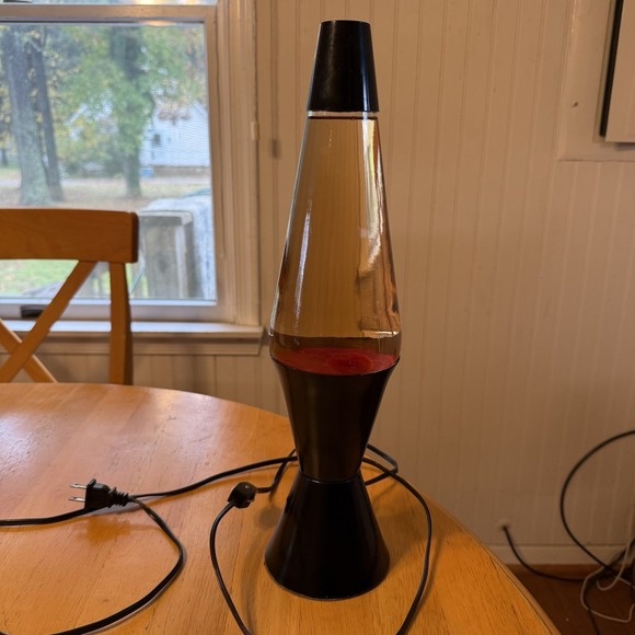 Vintage 90's Midnight Lava Lite Lamp 90's Red Wax Black Stand Lavalite 1997 16.5 - Picture 5 of 14